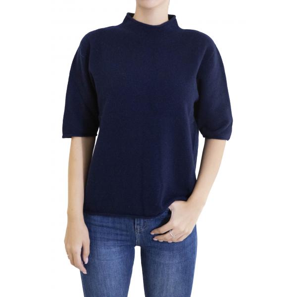 Maglia mezzo collo a maniche 3/4 morbida  misto cashmere 